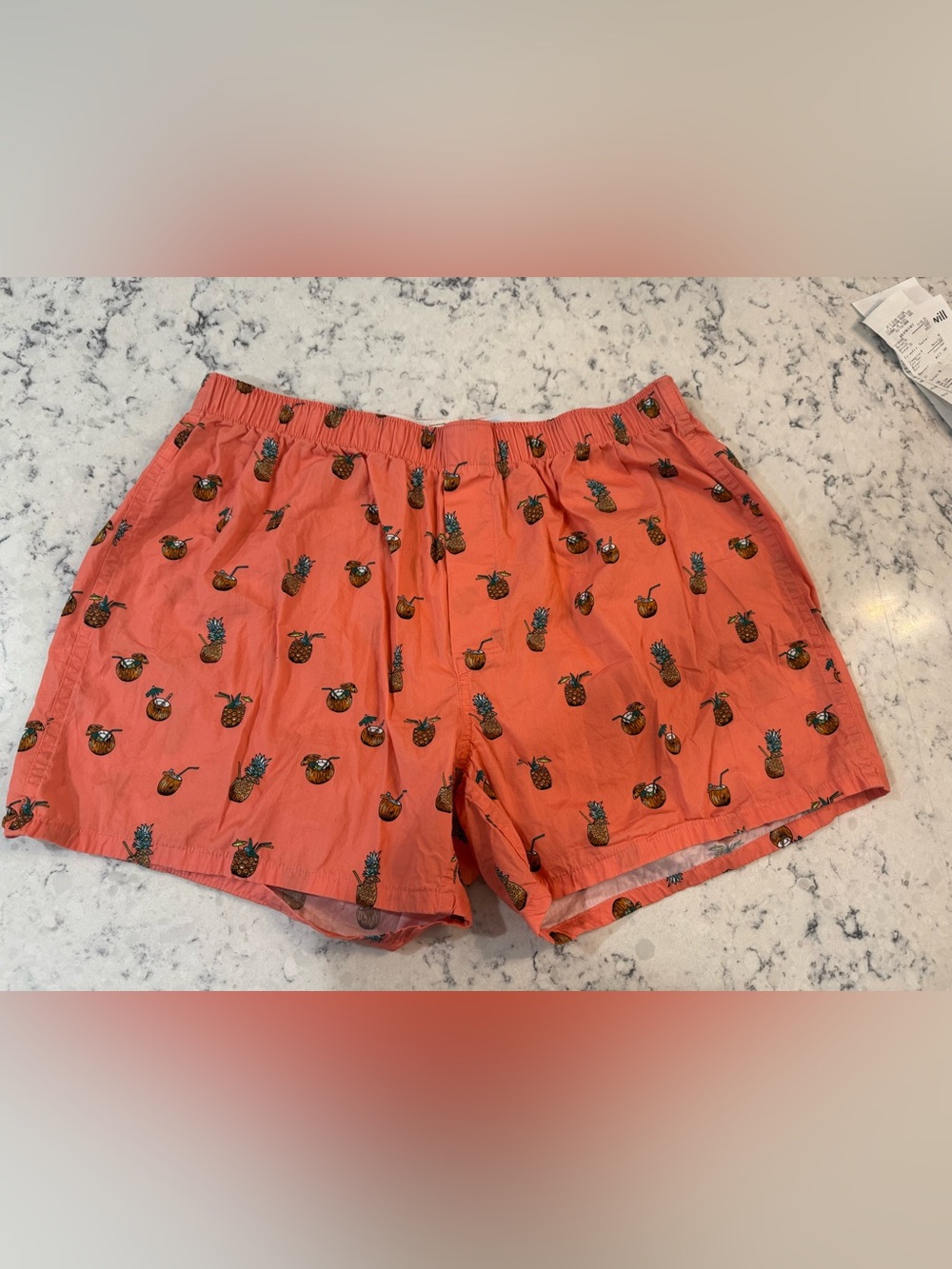 Mens J Crew Boxer Shorts Coral Pineapple Print 
Size Large 36-37